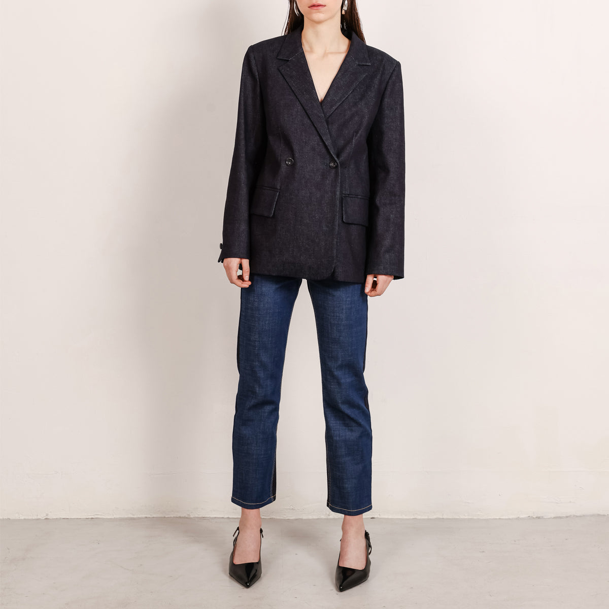 Double Breasted Blazer in Selvedge Denim