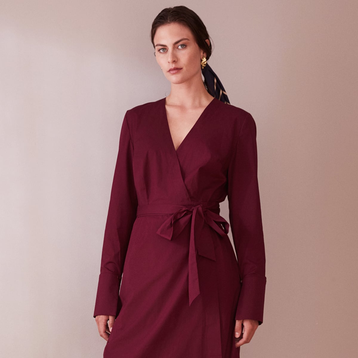 Long Sleeve Wine Red Midi Wrap Dress – Studio Heijne Long Sleeve Wine Red Midi Wrap Dress – Studio Heijne