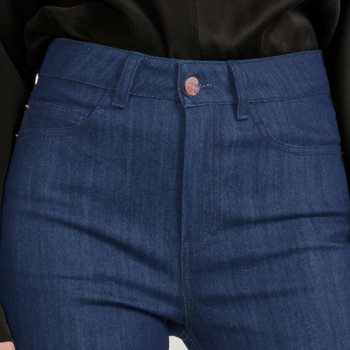 Mid blue wide leg jeans, blue stitch