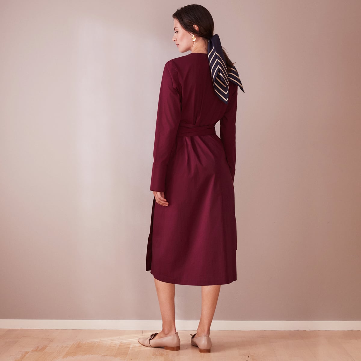 Long Sleeve Wine Red Midi Wrap Dress – Studio Heijne Long Sleeve Wine Red Midi Wrap Dress – Studio Heijne