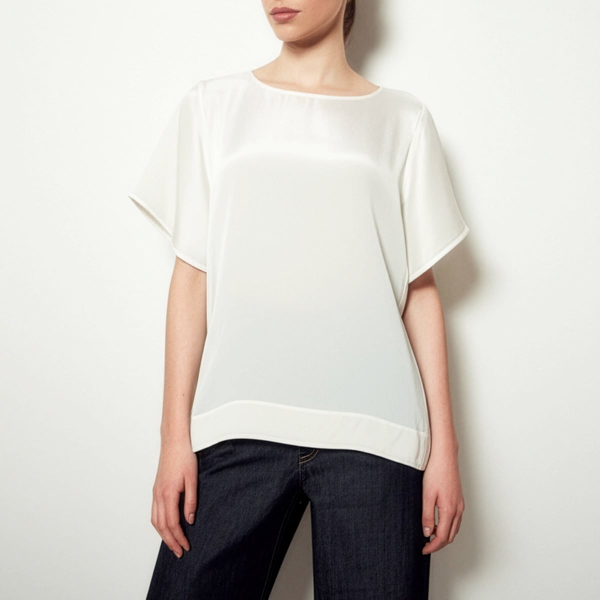 Oversize off white silk tee
