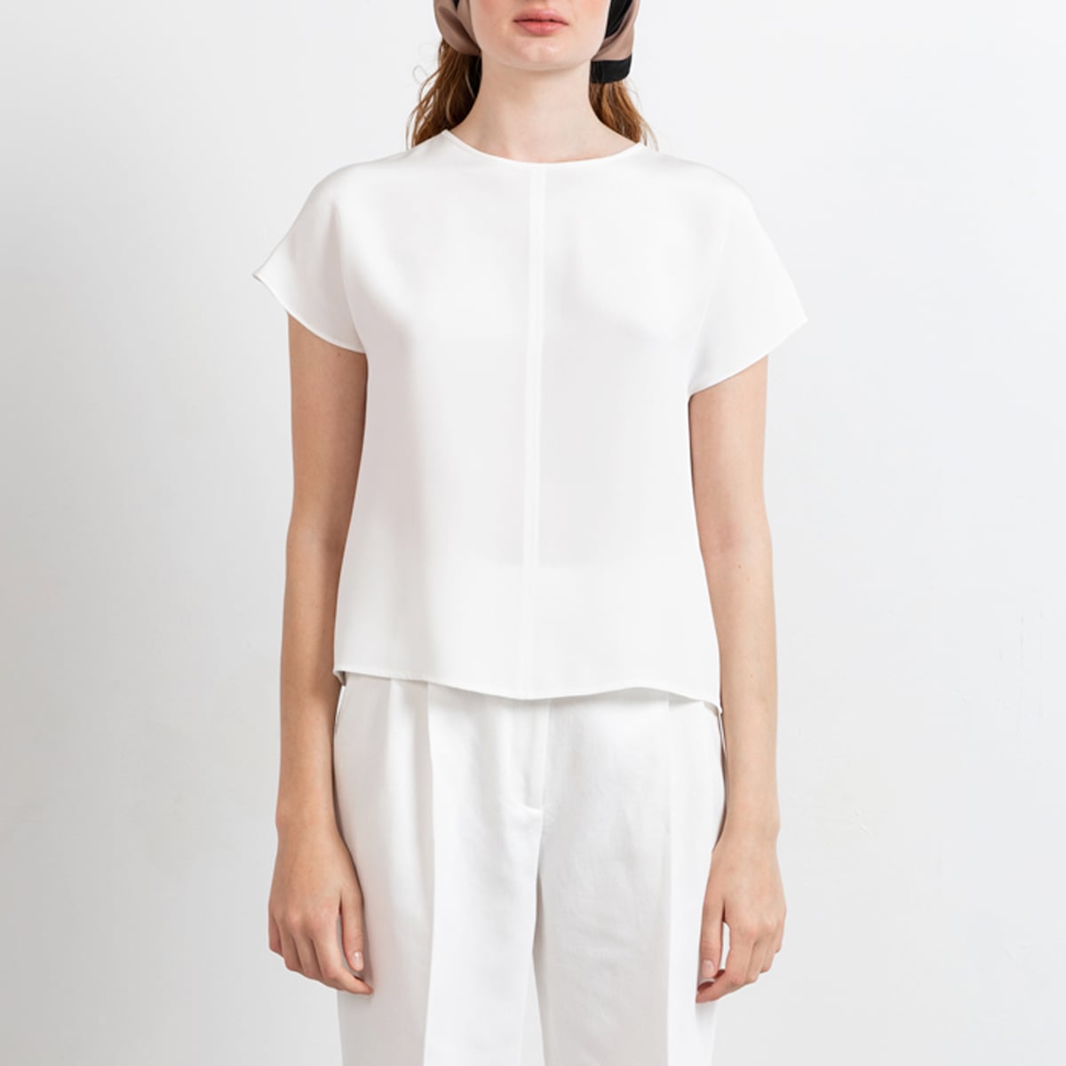 Revolution top in off white silk crepe SS RN
