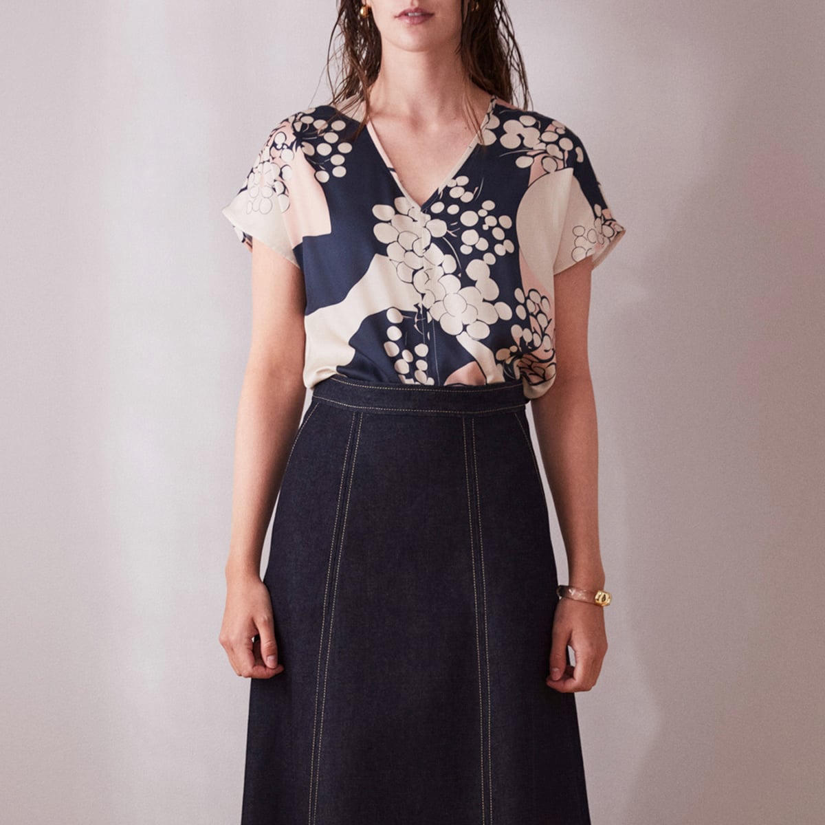 Short sleeve summer tee in Ecovero with Japan print