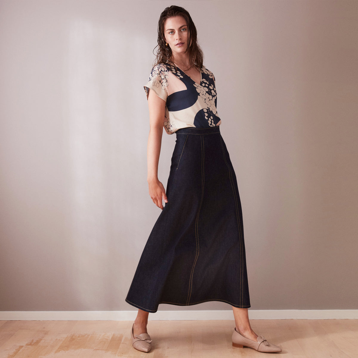 Short sleeve summer tee in Ecovero with Japan print