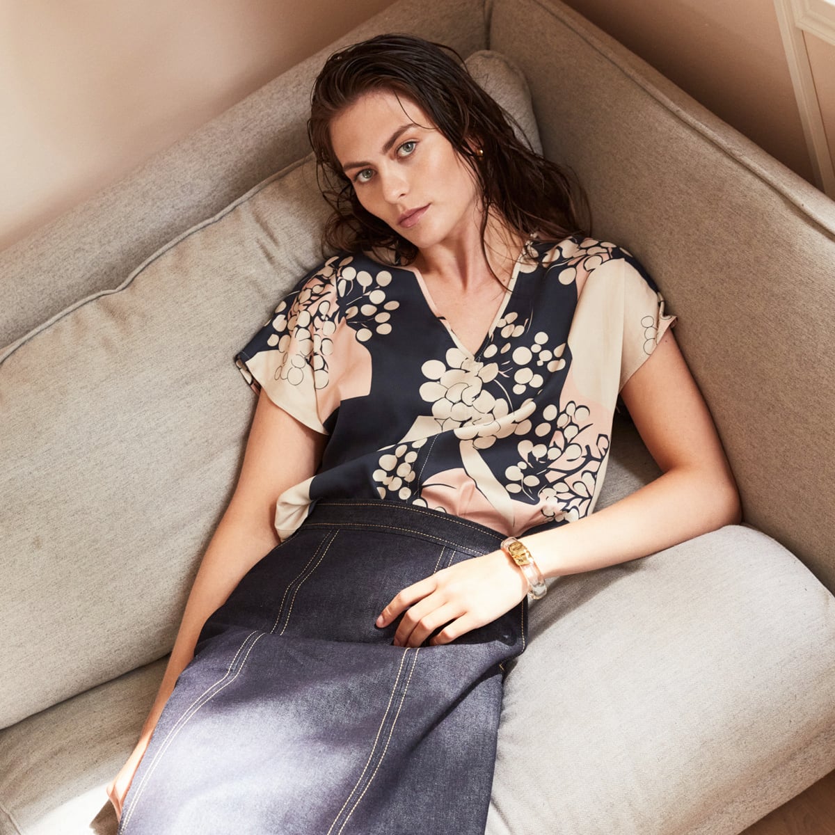 Short sleeve summer tee in Ecovero with Japan print