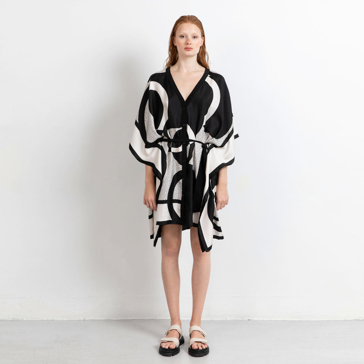 Graphic scarf print dress