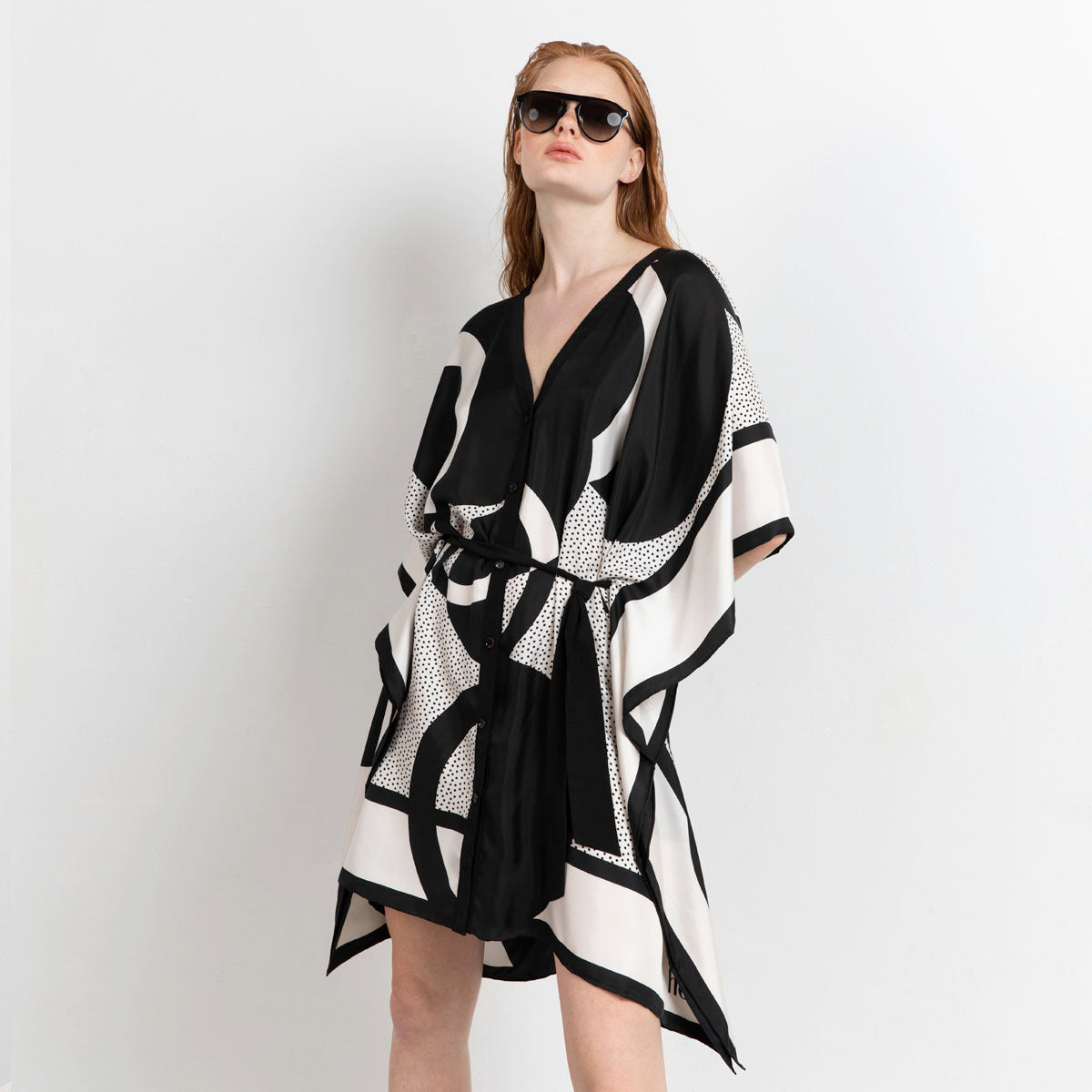 Graphic scarf print dress