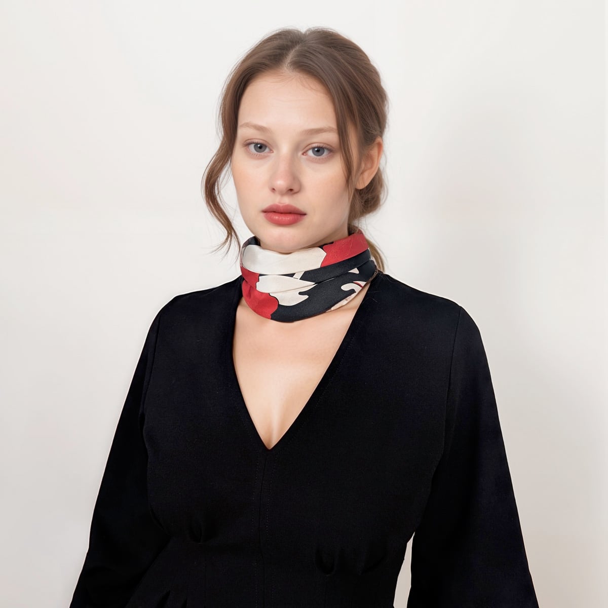 Silk scarf Red Flower