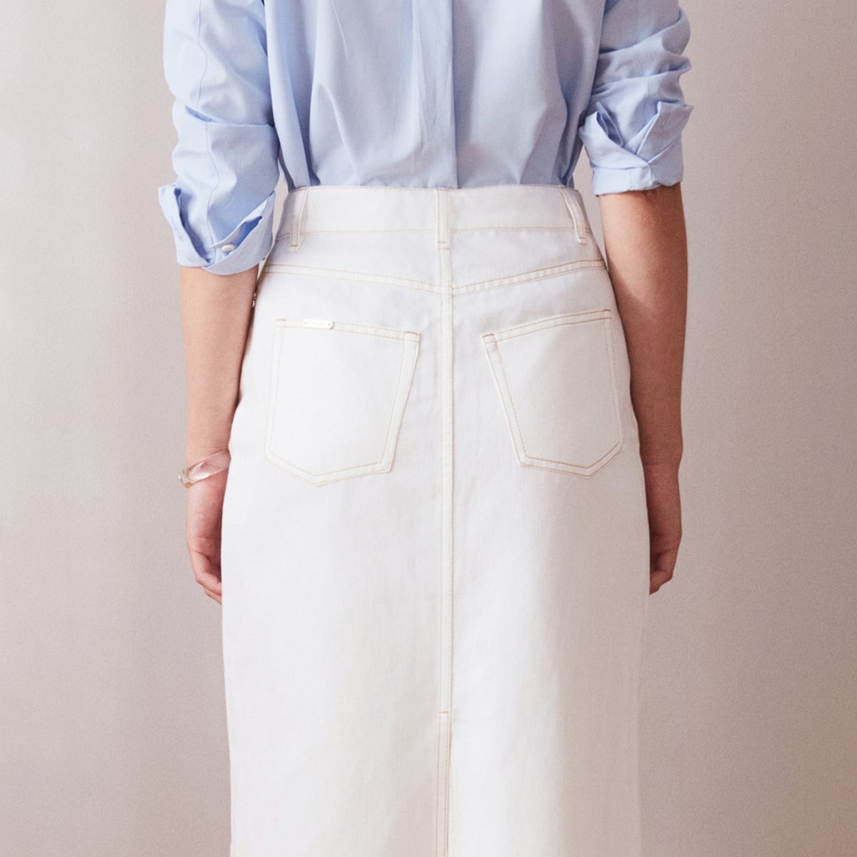 5 PKT Midi Skirt -White