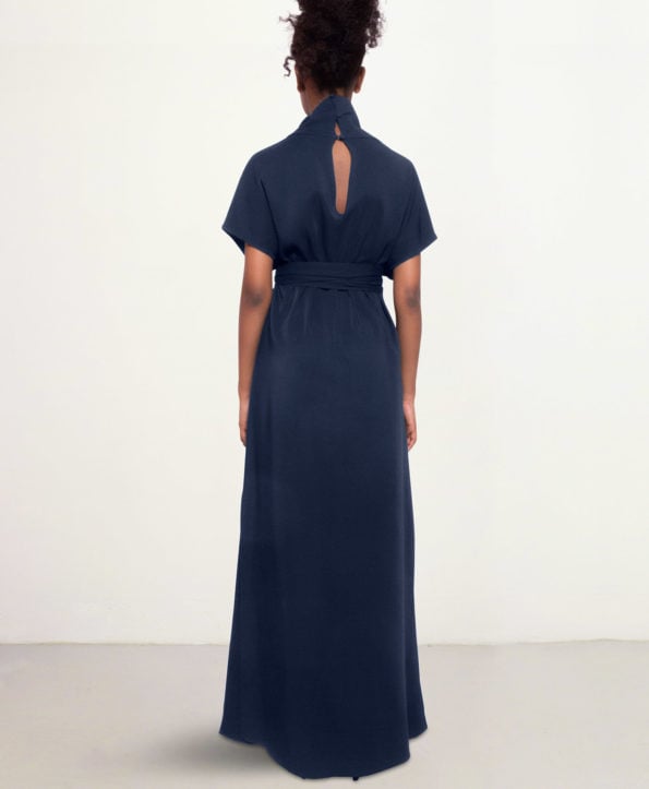 Long Sunday Dress in Navy blue SS CN