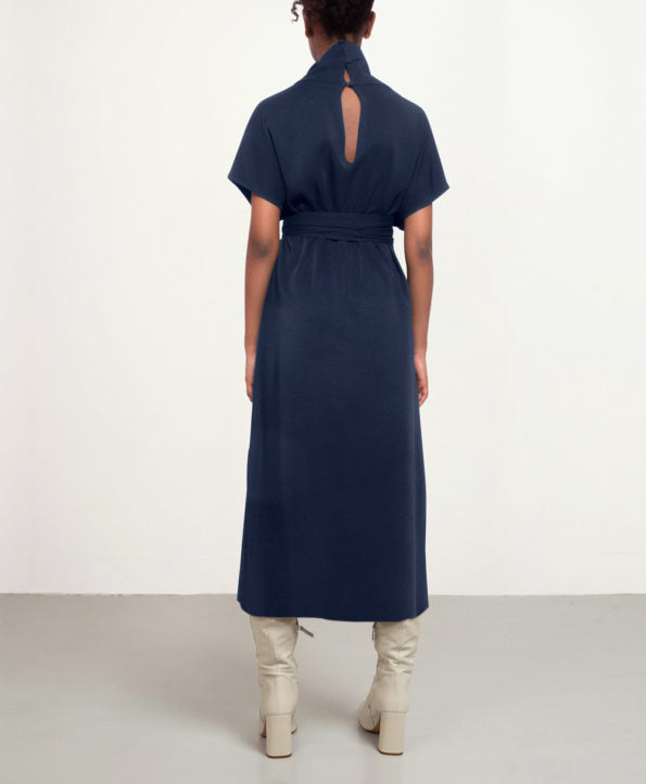 Midi-length Sunday Dress in Navy blue SS CN
