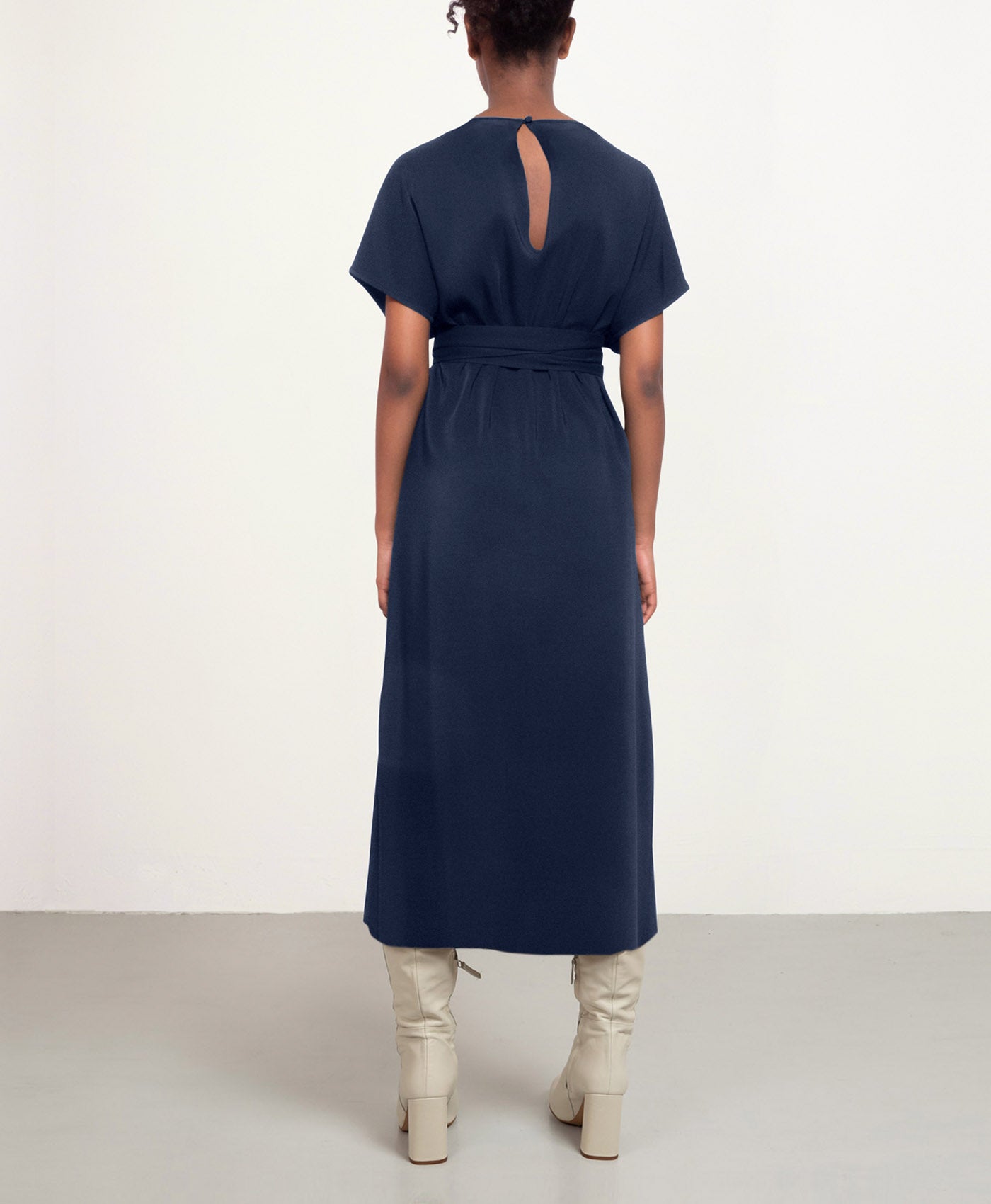 Midi-length Sunday Dress in Navy blue SS RN
