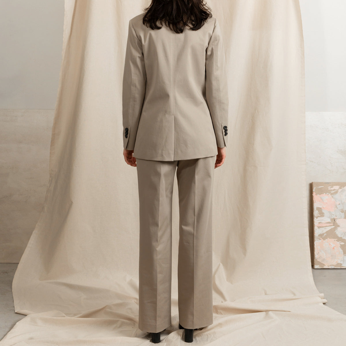 SWIPE pleated cotton stretch pants long