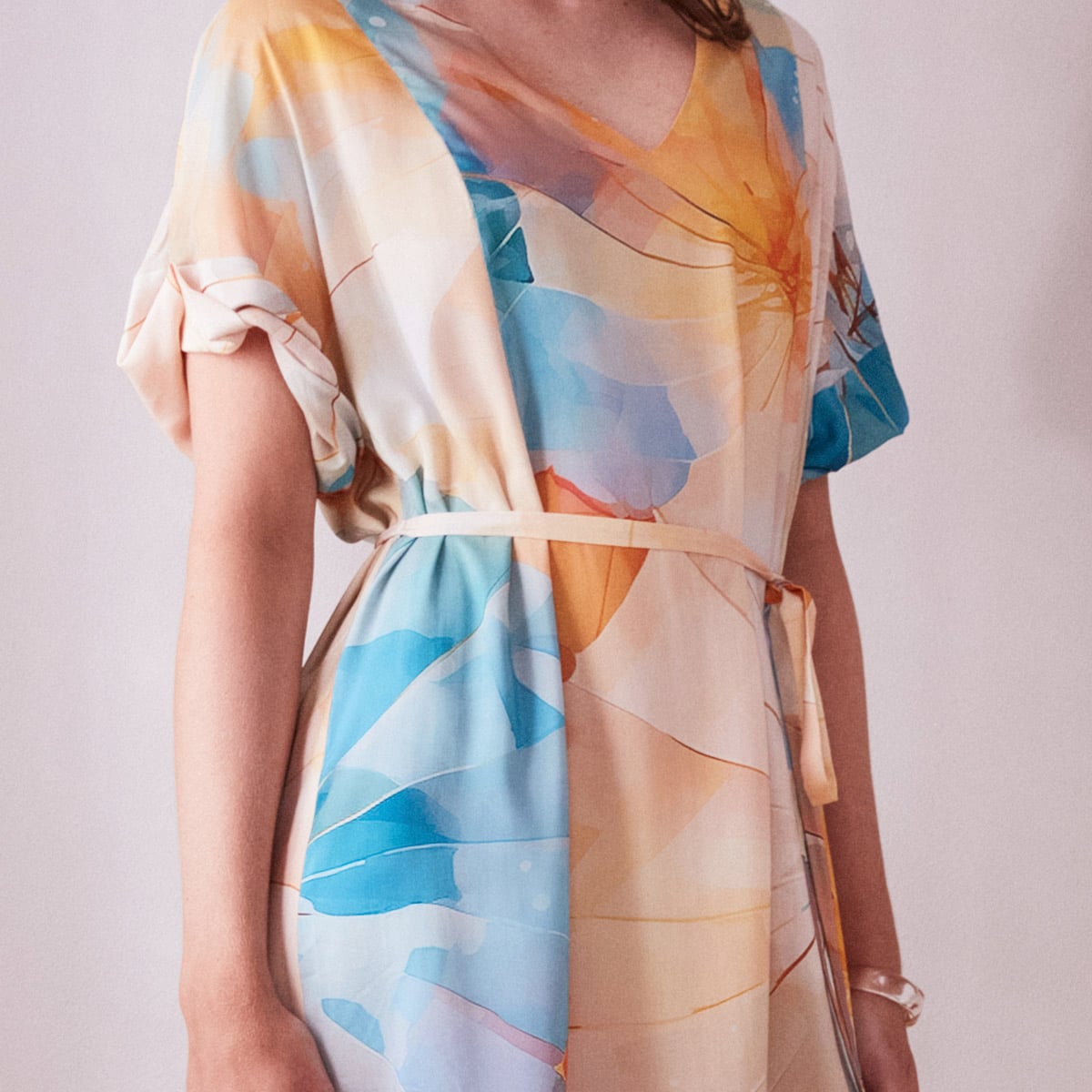 Relaxed Day Dress with Colourful Umbrella print