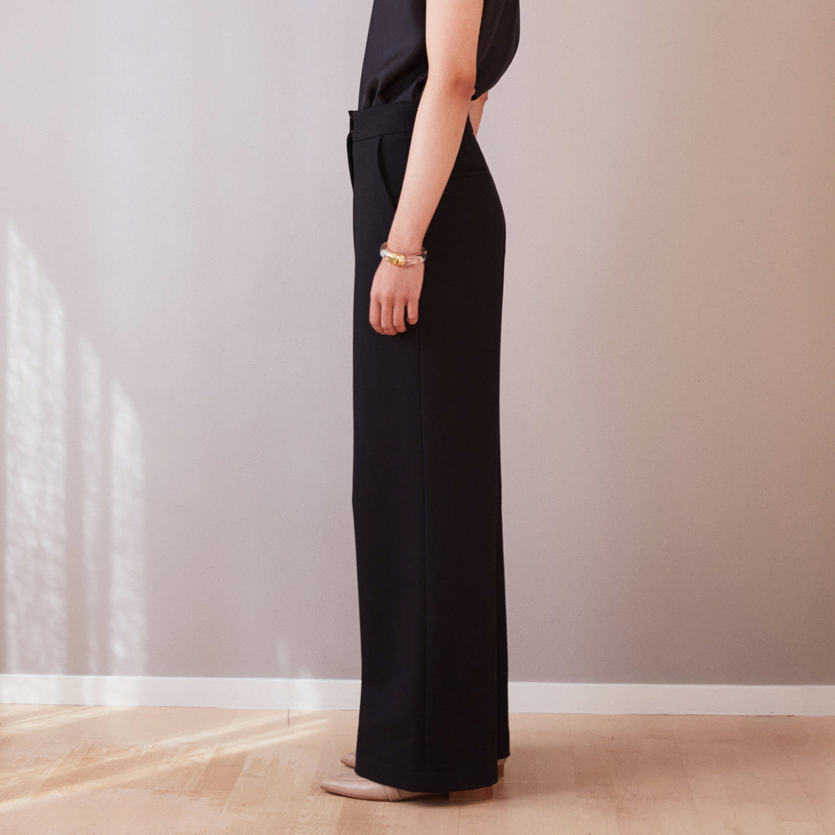 Wide leg cotton trousers Paris in heavy stretch