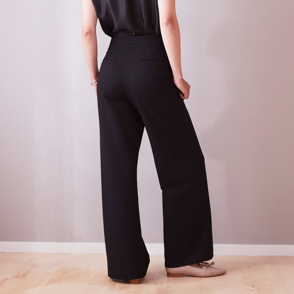 Wide leg cotton trousers Paris in heavy stretch