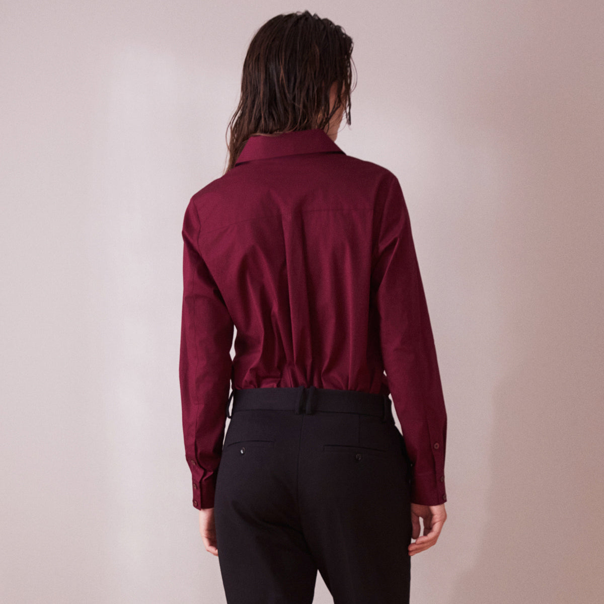 Poplin shirt in wine red