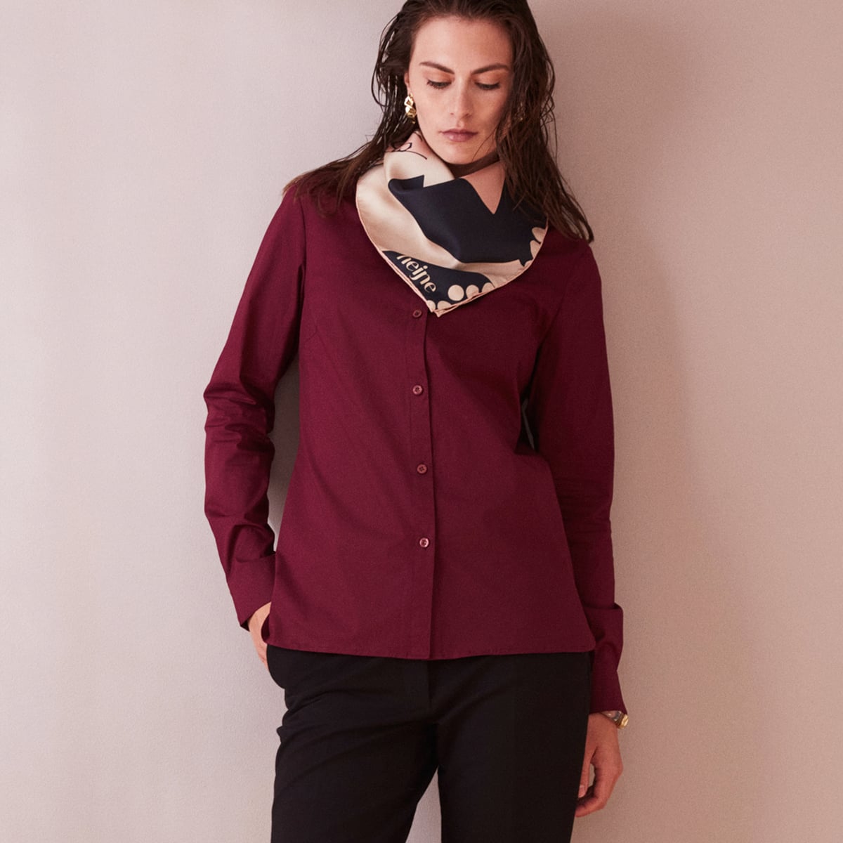 Poplin shirt in wine red