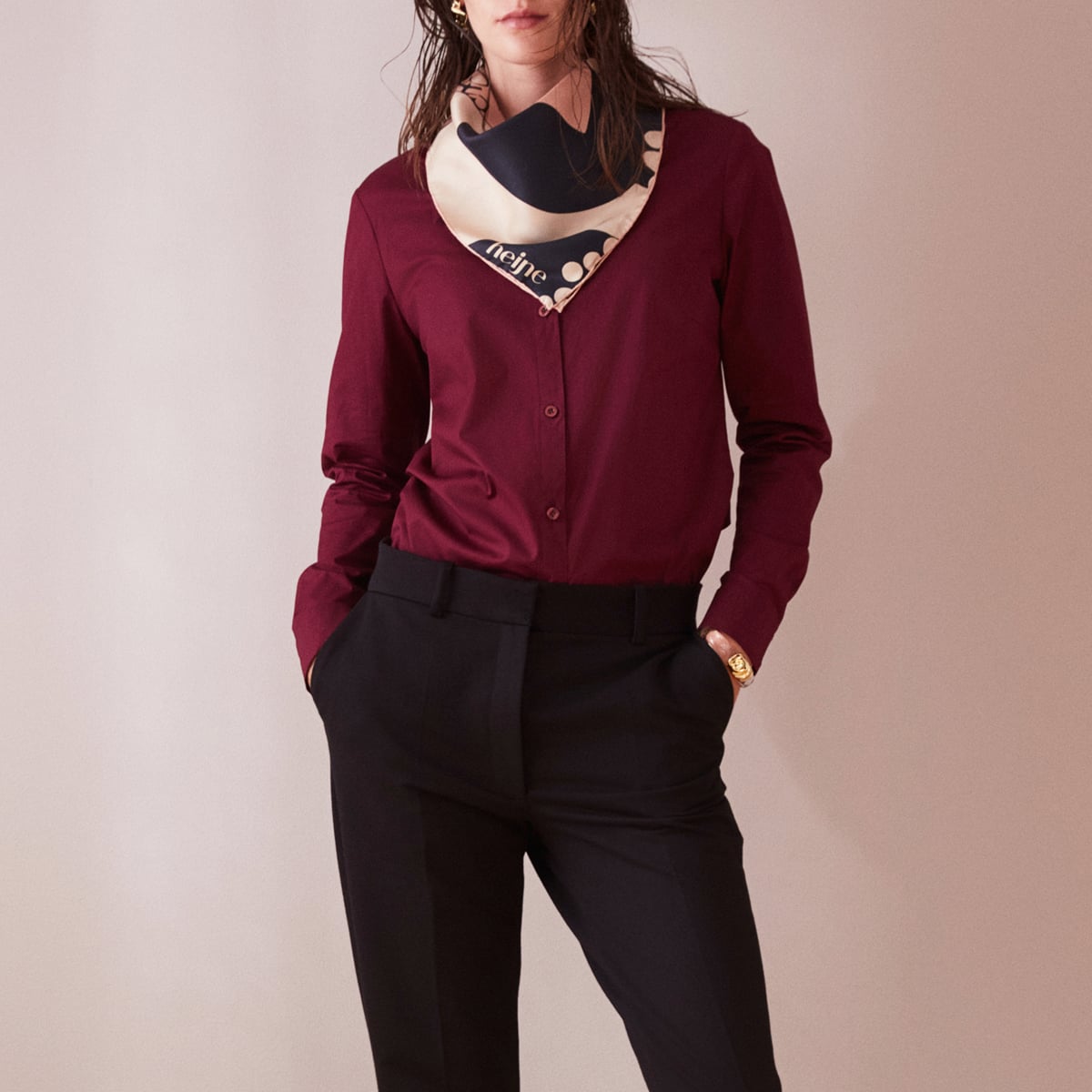 Poplin shirt in wine red