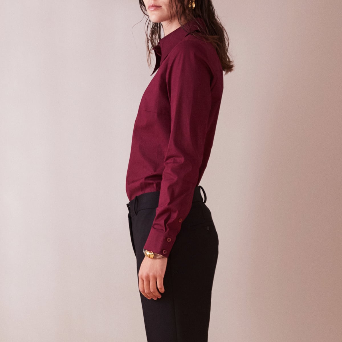 Poplin shirt in wine red