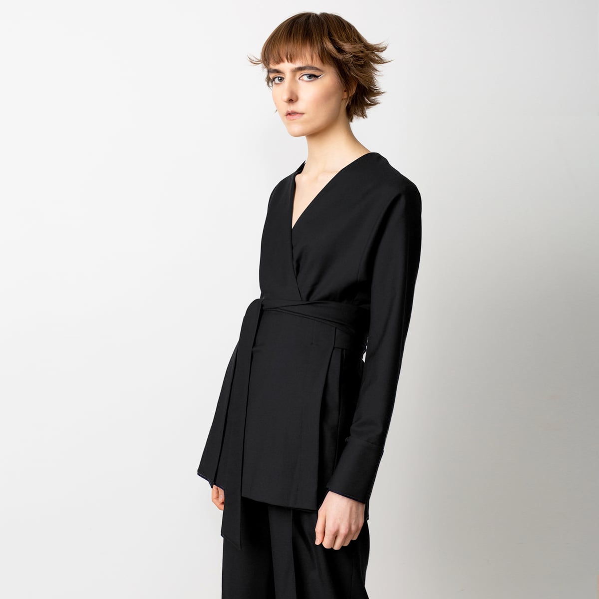 Black wrap blazer/top