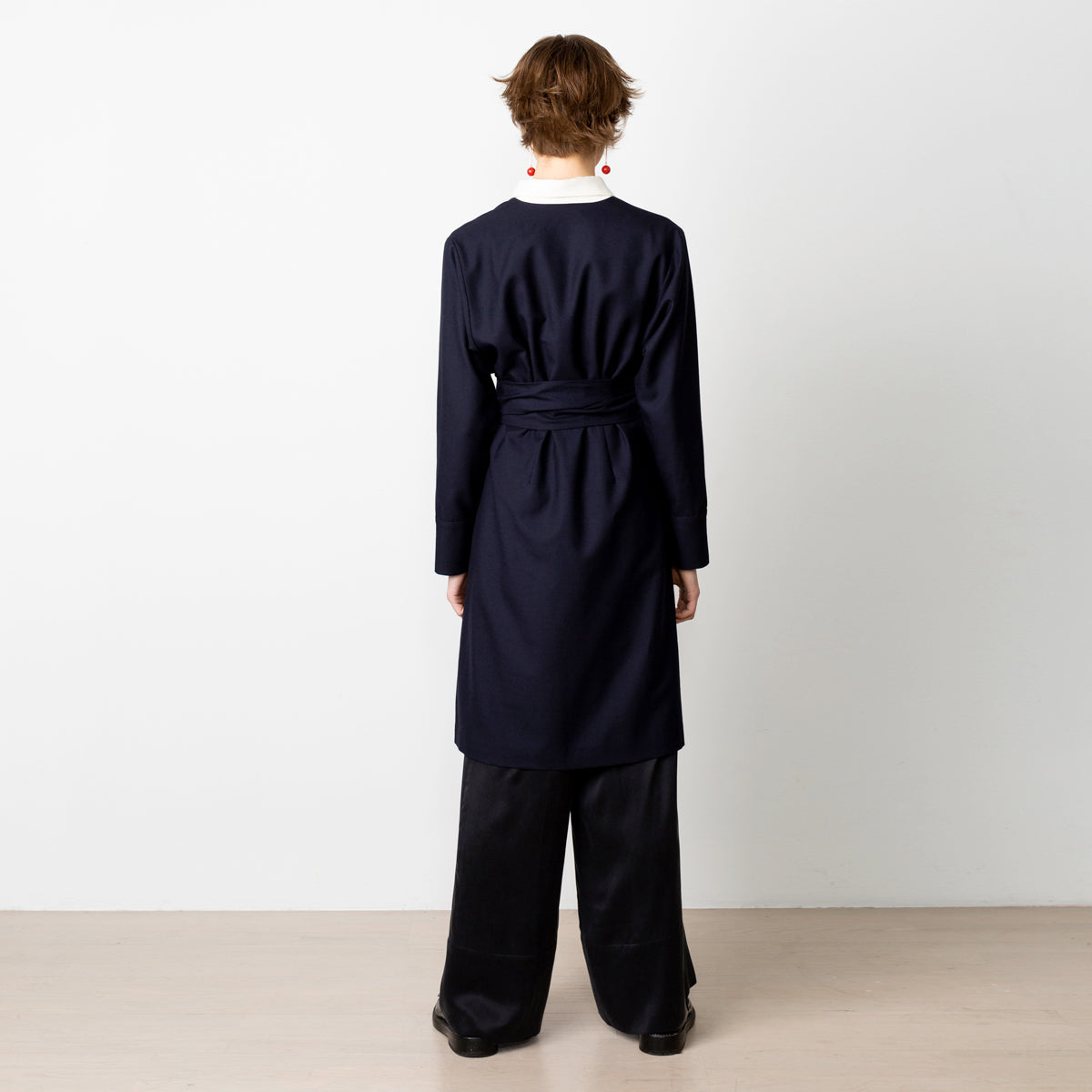 Wrap dress in navy wool