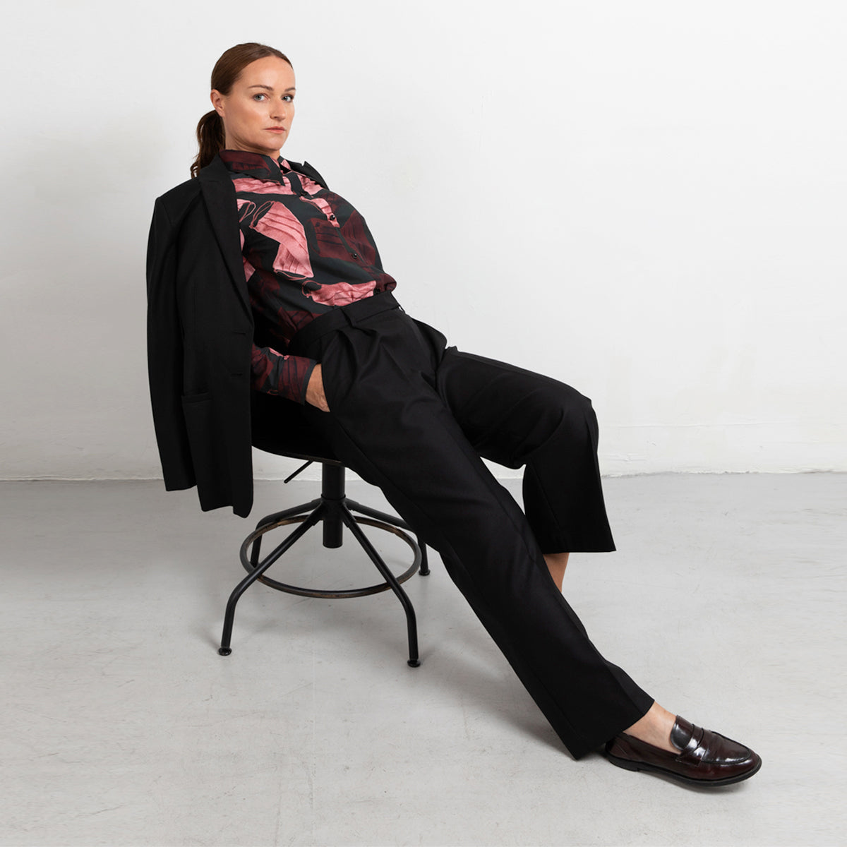 Swipe wide leg cropped wool pants