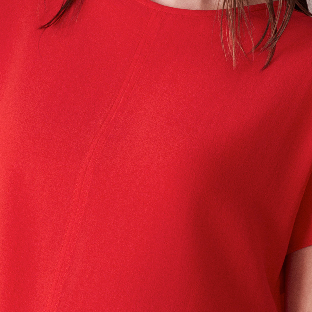 Red silk crepe tee