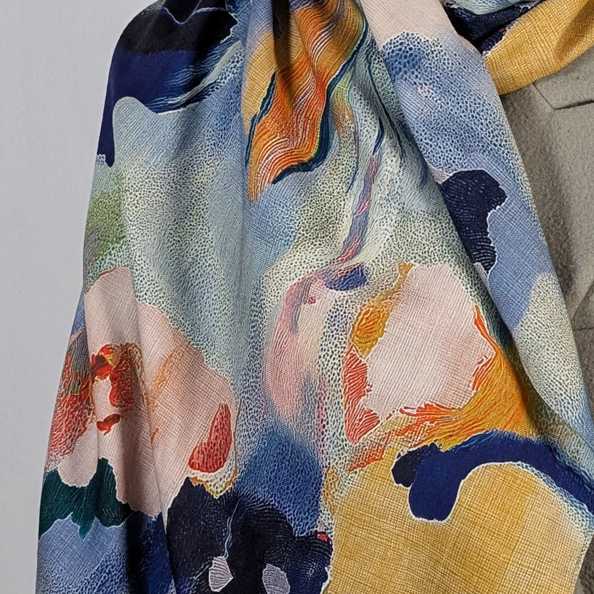 Wool and silk scarf Painted Flower