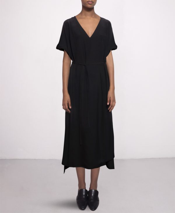 dress in black silk