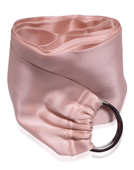 Productpicture of light pink silk belt with metal d-rings