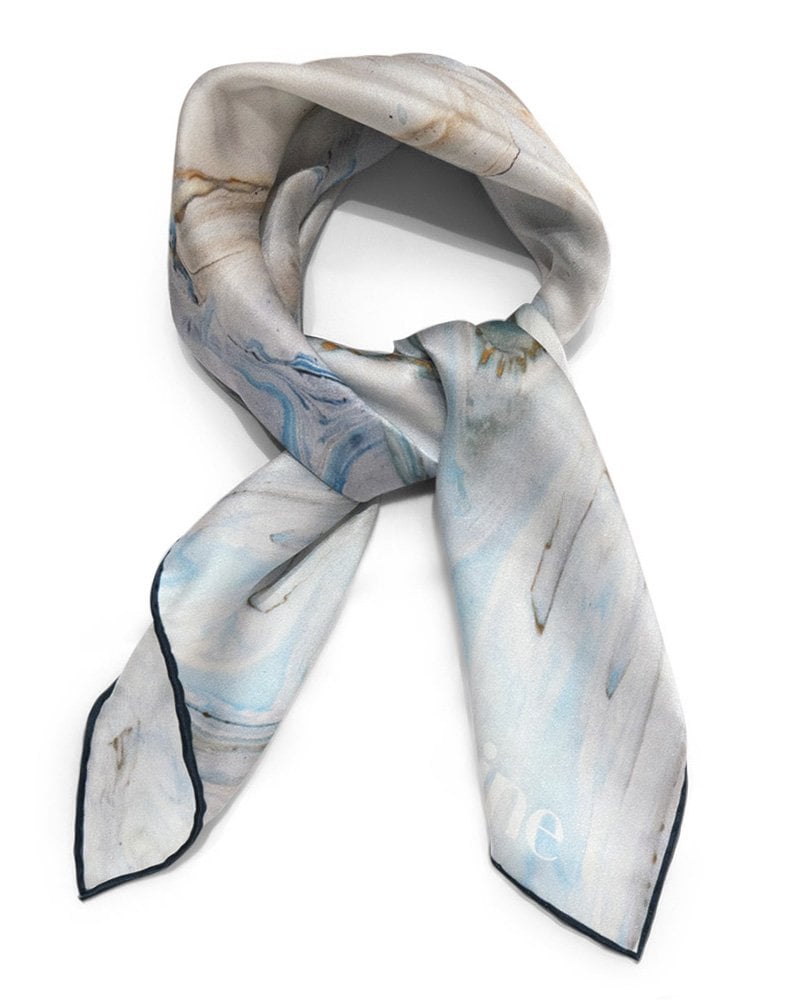 Bandana silk scarf with marble print