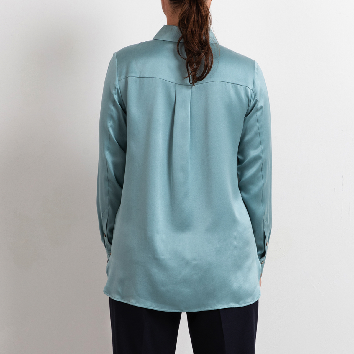 Essential silk shirt in stone blue colour by Studio Heijne