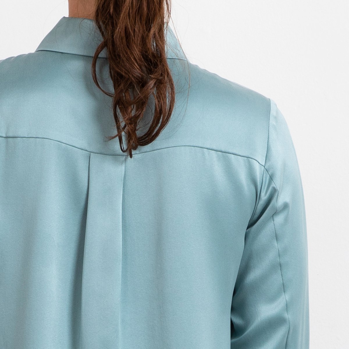 Essential silk shirt in stone blue colour by Studio Heijne