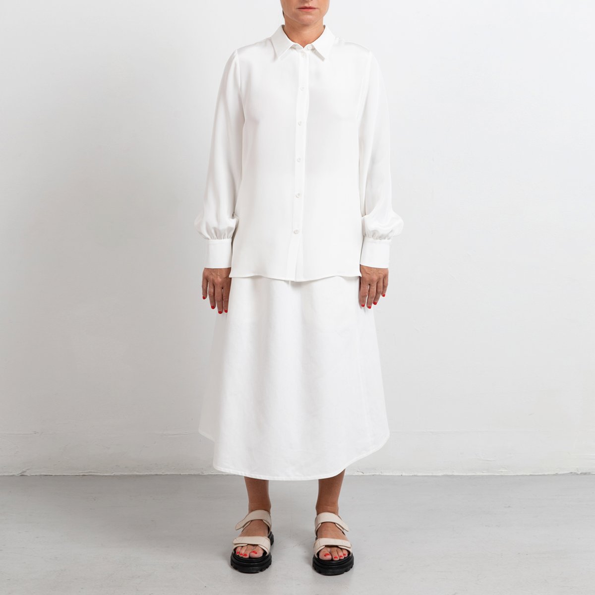 A-line white skirt