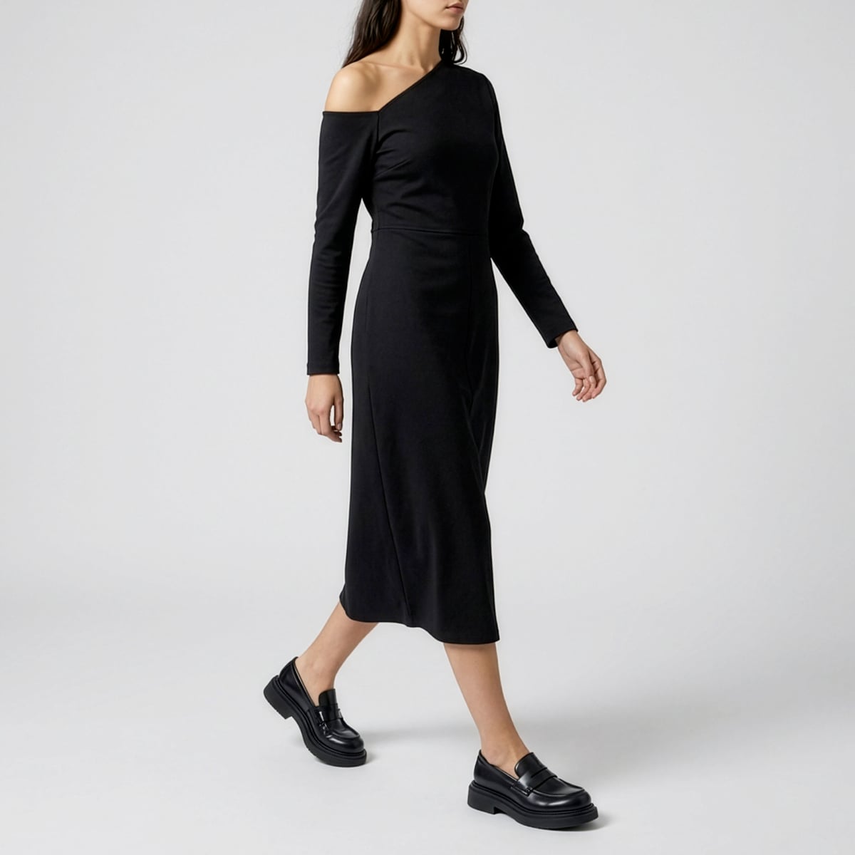 Claire one SHoulder midi side'